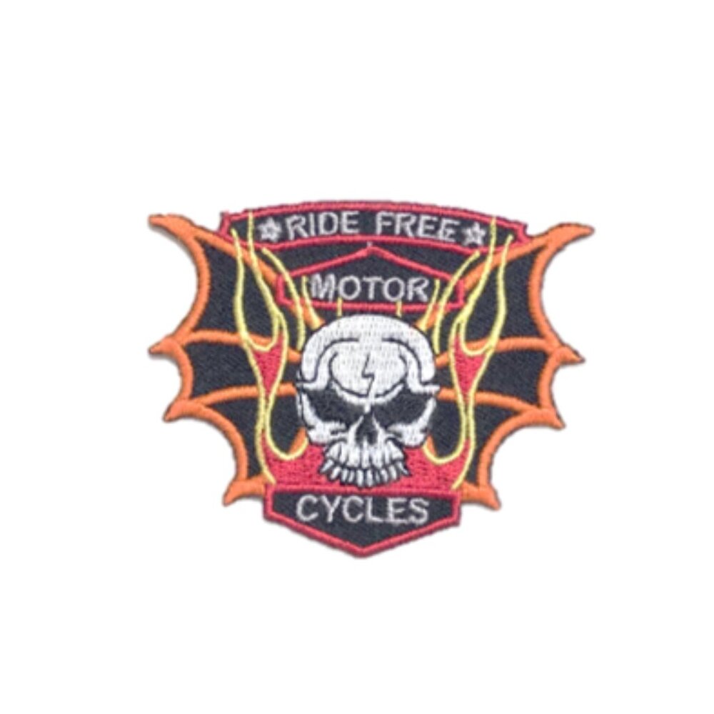 Hot Leathers Unisex Skull, Fire, Dragon Wings, Ride Free 3" Embroidered Patch